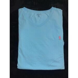 Mens Polo Ralph Lauren V Neck T-shirt 4xb Light Blue